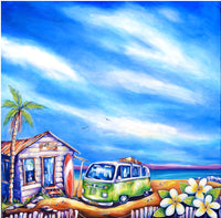 Surf Club with Kombi and Frangipanis - sold