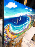 Town Beach - Mixed Media Painting