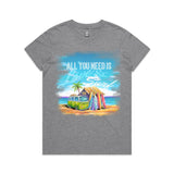 Women's Tee - All you need is Love and Surf