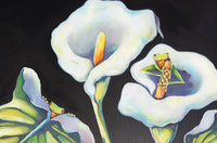 Frogs on Arum Lilies -  Oil on Canvas